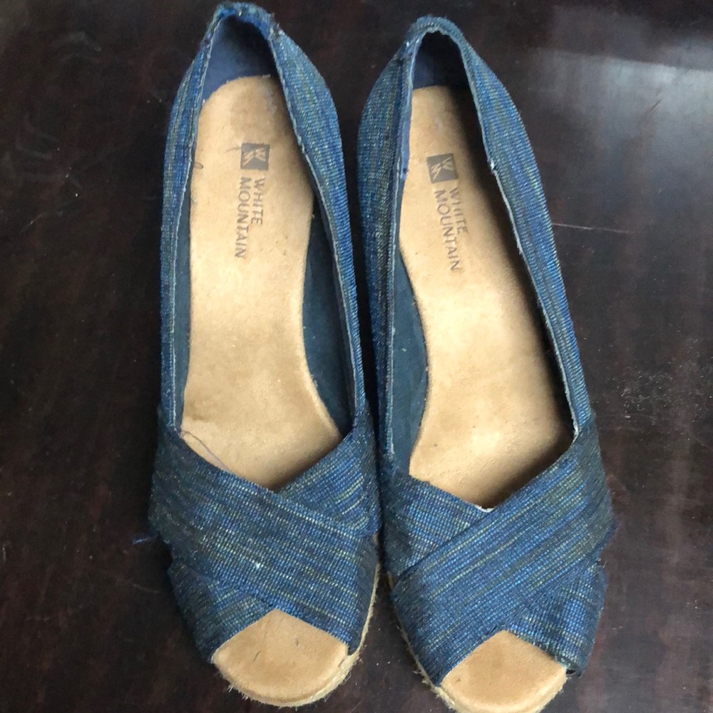 Denim womens wedge shoes size 7.5